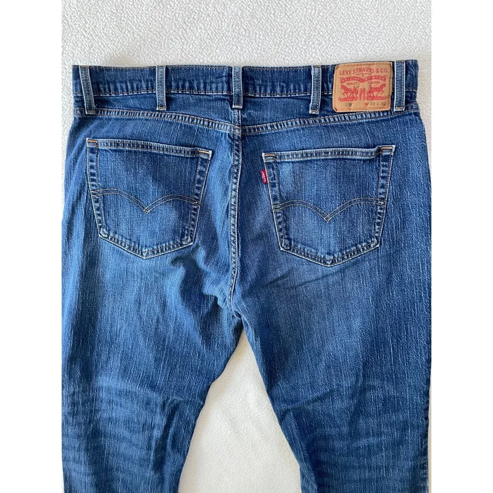 Hemmed Levi's Mens 40 x 27 559 Relaxed Straight Jeans Blue Medium Wash Denim